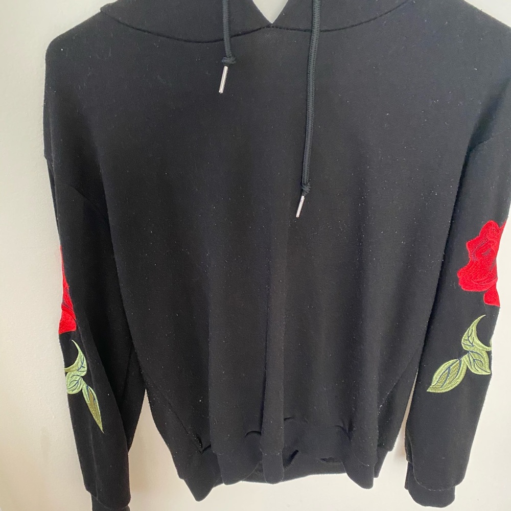 Black hoodie with roses